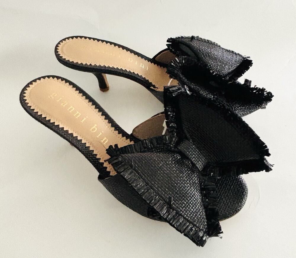 Gianni Bini Black Kitten Heels Bow Slip On shoes Women’s Size 6 M